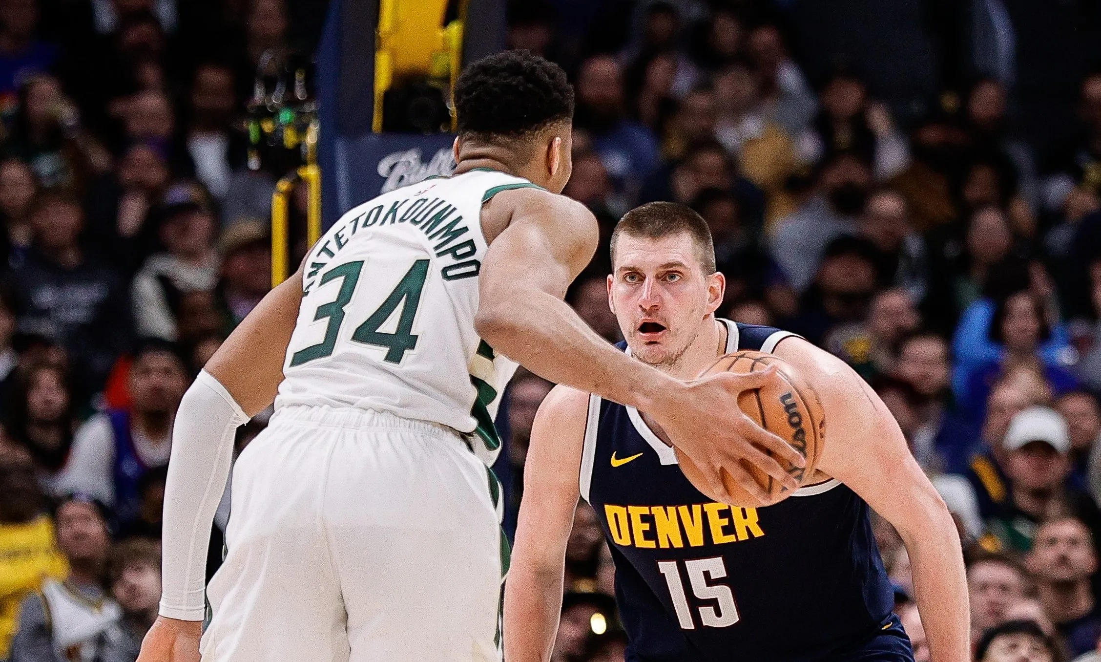 Giannis Antetokounmpo, Nikola Jokic banner 2025 NBA AllStar voting